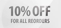 10% off for all reorders